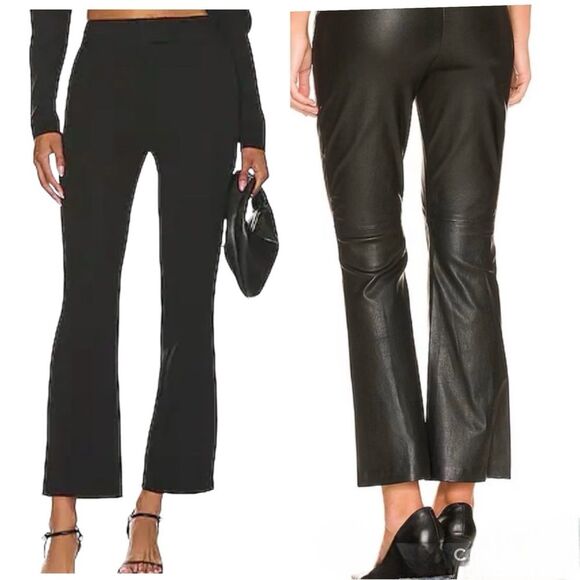 NWT L'academie Revolve Mylie Black Leather High Rise, Flare Pant, Size S